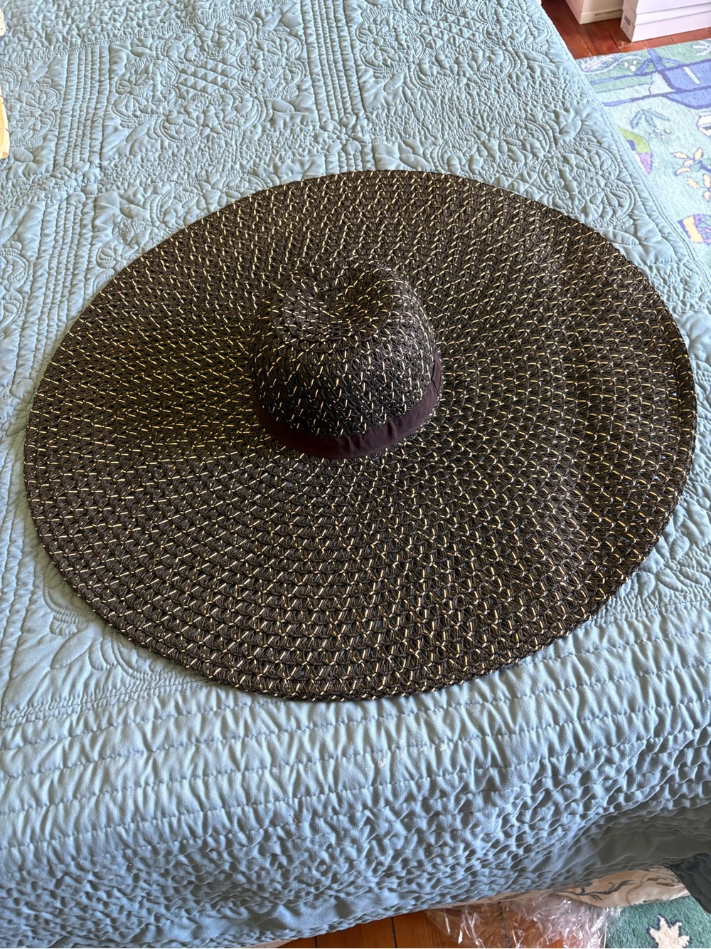 Nordstrom Wide-Brim Black Straw Beach Sun Hat